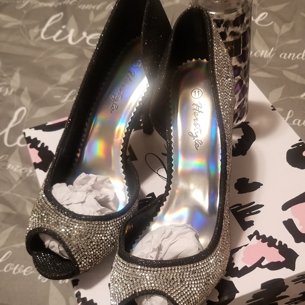 Party Shoes 3inch Heels Size 11 Peep Toe